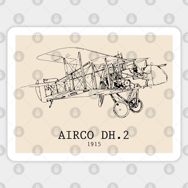 Airco DH.2 World War I Pusher Biplane Sticker by Lakeric